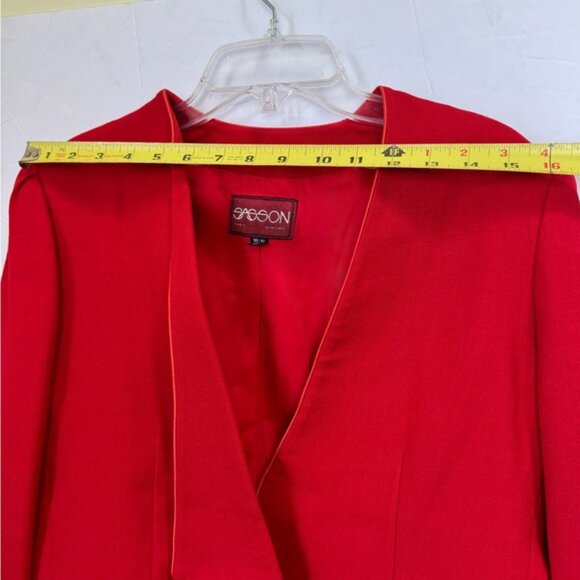 SASSON Vintage 1980 Wool Cropped Blazer Jacket Bolero Lightweight Button Satin - Picture 14 of 16